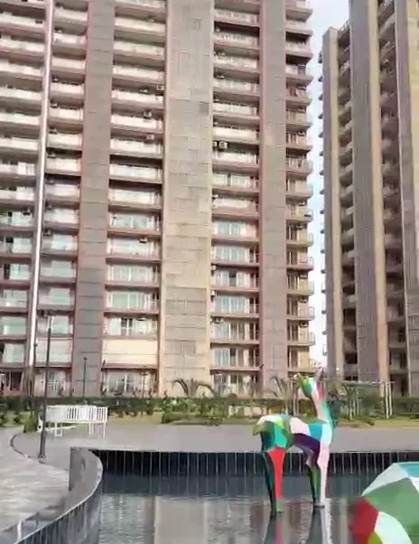 Towers and water feature, on site
